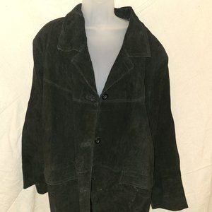 Black Jessica Holbrook Leather Long Leather Jacket 3 X Pre Loved